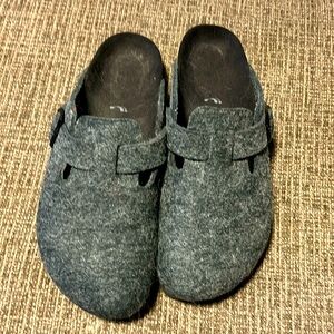 Birkenstock Boston Wool Felt Black Charcoal Gray Mules Clogs Unisex EU 39 US L 8